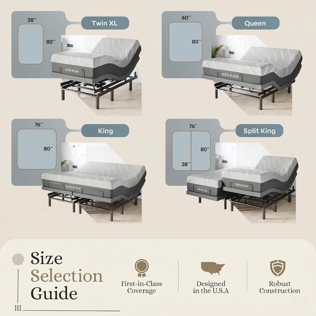 Classic plus (With Head-Tilt) Adjustable Bed Base (Frame) + 14 Inch Hybrid Spring Matt (Medium Soft), Head and Foot Lift, Massage, Under-Bed Lights, USB, Memory, Zero Gravity - King