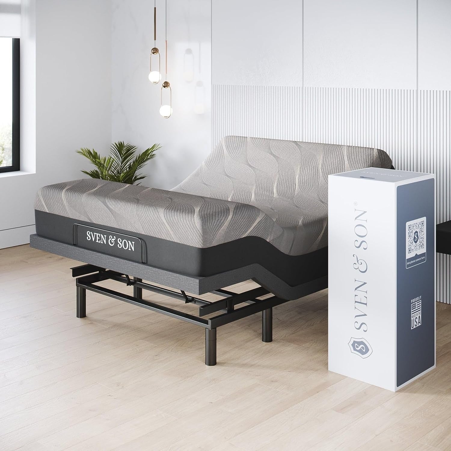 Classic plus (With Head-Tilt) Adjustable Bed Base (Frame) + 14 Inch Hybrid Spring Matt (Medium Soft), Head and Foot Lift, Massage, Under-Bed Lights, USB, Memory, Zero Gravity - Queen